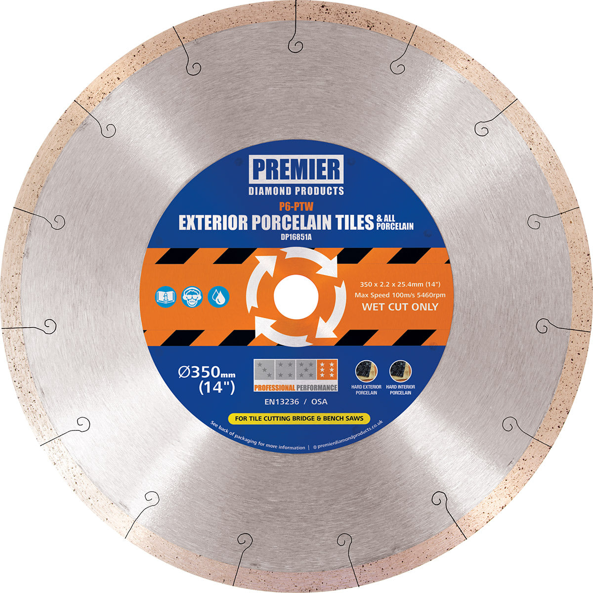 P6-PTW - 20mm Exterior Porcelain Tiles Wet Cut Diamond Blade