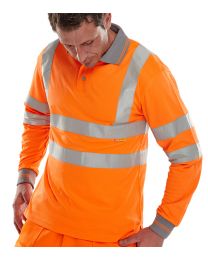 Orange Long Sleeved Hi-Vis Polo Shirt