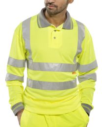 Yellow Long Sleeved Hi-Vis Polo Shirt