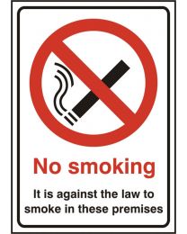 No smoking its against the law to smoke in these premises (Self adhesive vinyl)