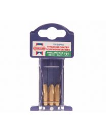 Phillips 3 Titanium Coated Screwdriver Bits x 25mm Pack of 3