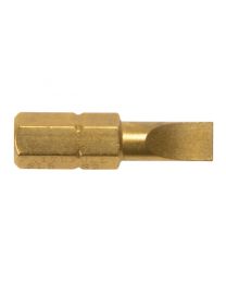 Slotted 6mm Titanium Coated Screwdriver Bits 25mm Pack 3